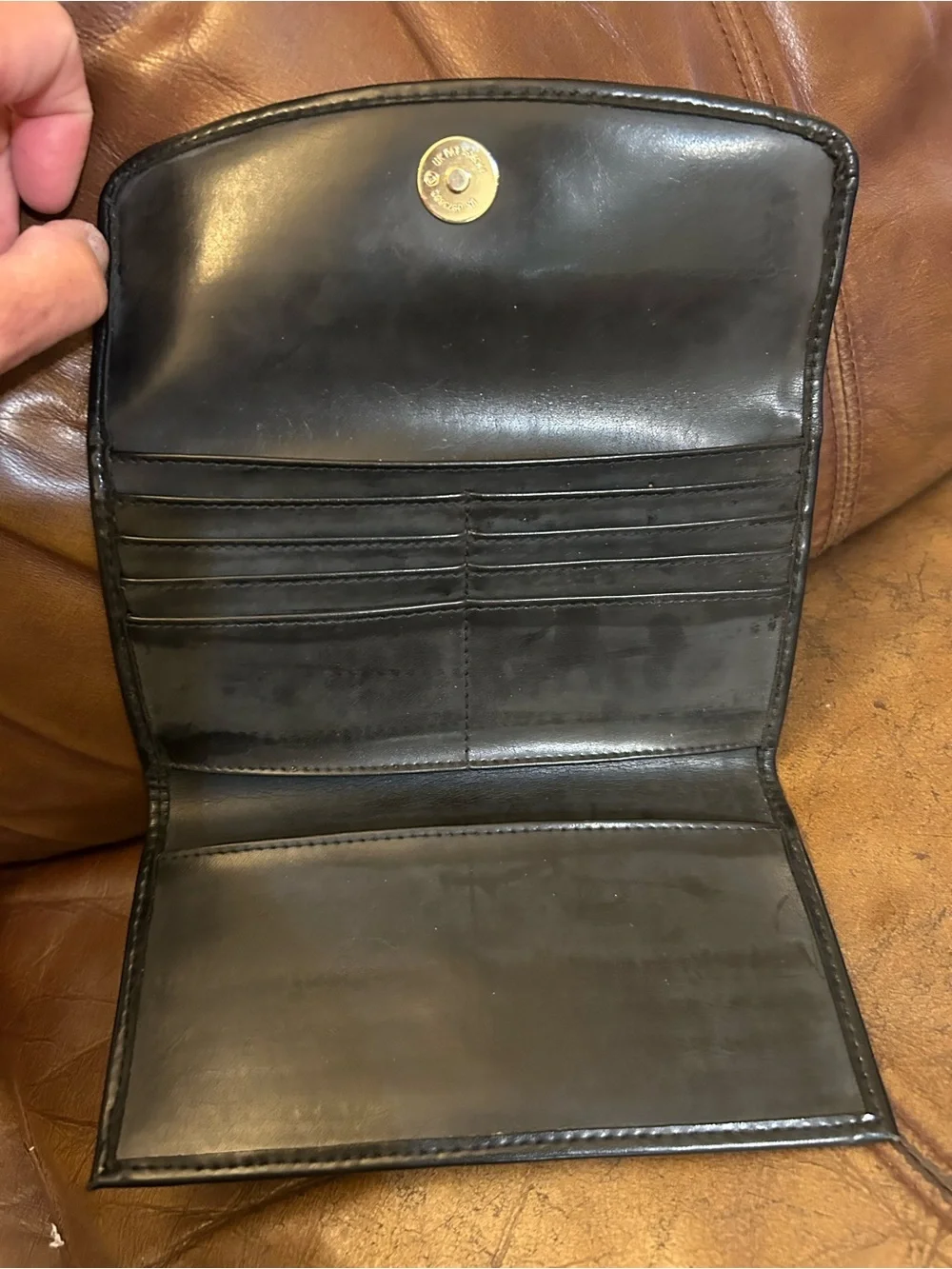 Vintage Black Leather Beverly Hills Polo Club  Polo Player Emblem
